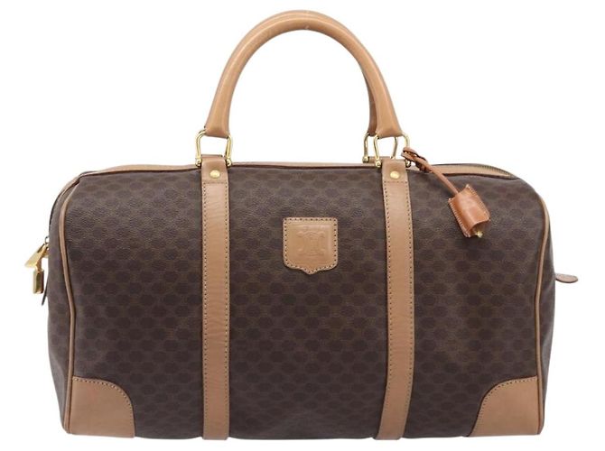 Céline CELINE Macadam Canvas Boston Bag PVC Leather Brown Gold - vista 13