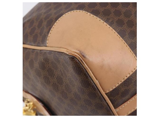 Céline CELINE Macadam Canvas Boston Bag PVC Leather Brown Gold - vista 15
