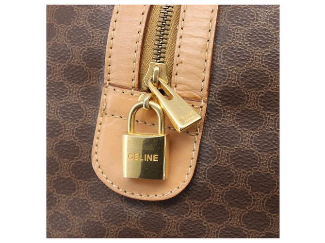 Céline CELINE Macadam Canvas Boston Bag PVC Leather Brown Gold - vista 20