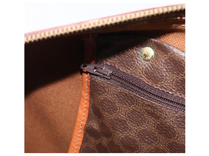 Céline CELINE Macadam Canvas Boston Bag PVC Leather Brown Gold - vista 23