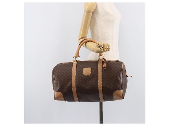 Céline CELINE Macadam Canvas Boston Bag PVC Leather Brown Gold - vista 25