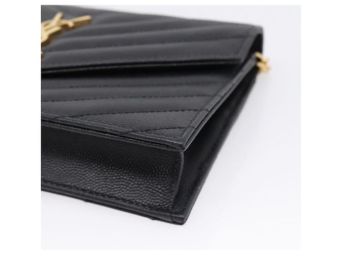 Autre Marque Saint Laurent Cassandra Chain Shoulder Bag Leather Black Gold - vista 10