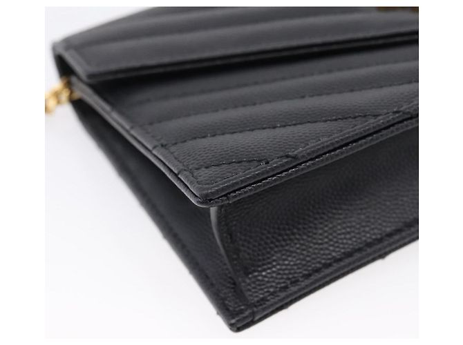Autre Marque Saint Laurent Cassandra Chain Shoulder Bag Leather Black Gold - vista 11