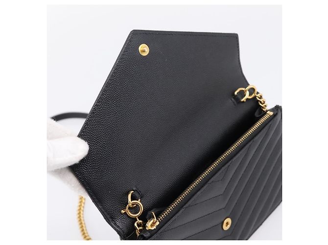 Autre Marque Saint Laurent Cassandra Chain Shoulder Bag Leather Black Gold - vista 15