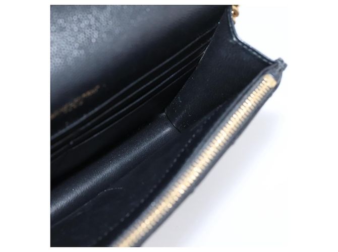 Autre Marque Saint Laurent Cassandra Chain Shoulder Bag Leather Black Gold - vista 18