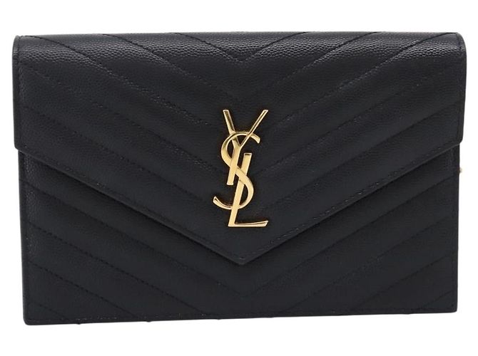 Autre Marque Saint Laurent Cassandra Chain Shoulder Bag Leather Black Gold - vista 2