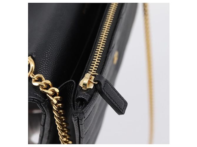 Autre Marque Saint Laurent Cassandra Chain Shoulder Bag Leather Black Gold - vista 22