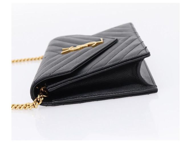 Autre Marque Saint Laurent Cassandra Chain Shoulder Bag Leather Black Gold - vista 4
