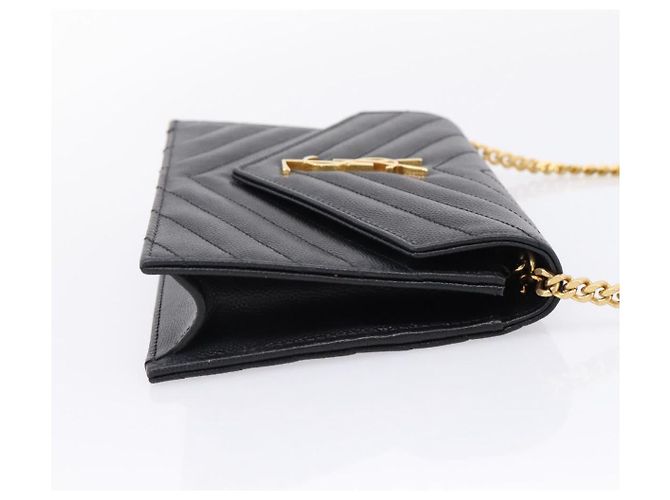 Autre Marque Saint Laurent Cassandra Chain Shoulder Bag Leather Black Gold - vista 5