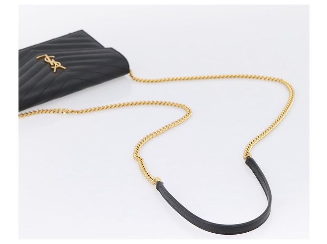 Autre Marque Saint Laurent Cassandra Chain Shoulder Bag Leather Black Gold - vista 7
