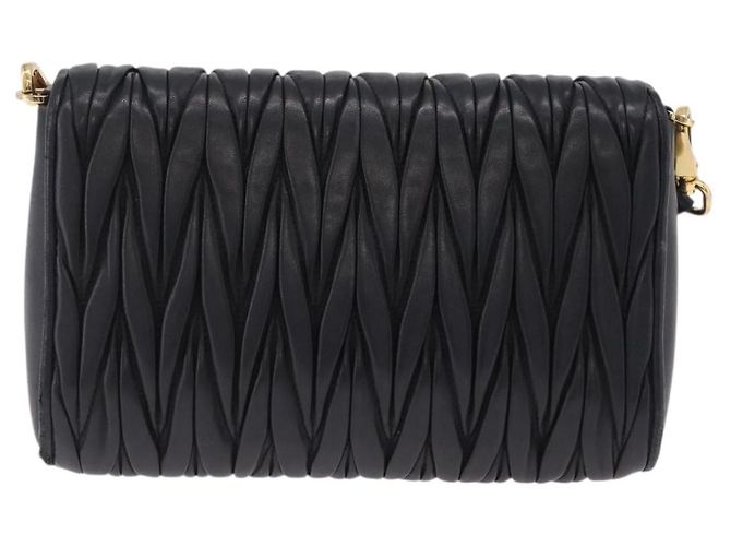 Miu Miu Matelasse Shoulder Bag Leather Black Gold - vista 2