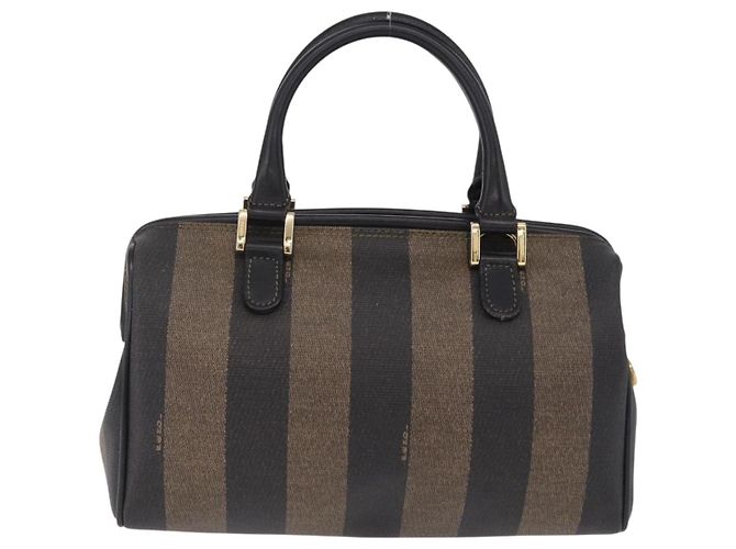 FENDI Pecan Hand Bag PVC Brown Gold Tone - vista 2
