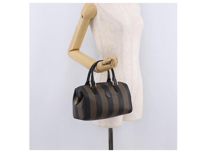 FENDI Pecan Hand Bag PVC Brown Gold Tone - vista 24
