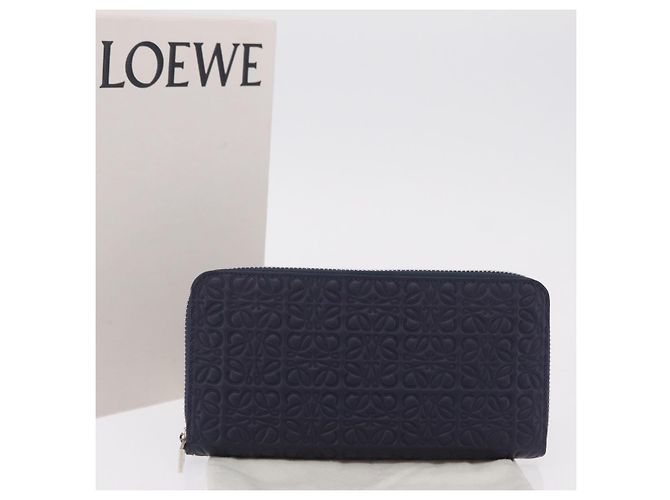 LOEWE Anagram Long Wallet Leather Navy Silver - vista 12