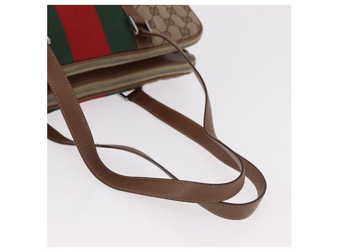 GUCCI GG Canvas Web Sherry Line Tote Bag Beige Silver Red - vista 8