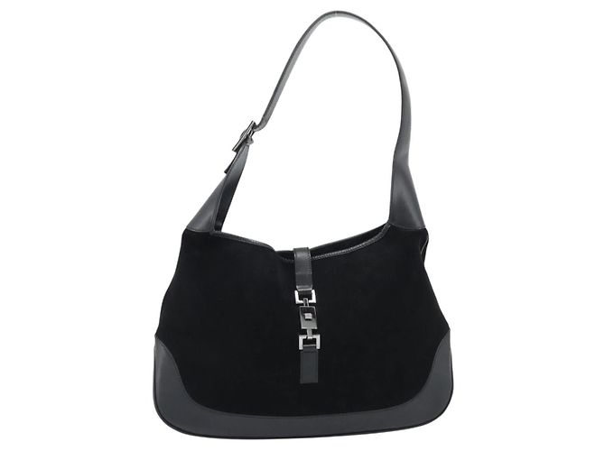 GUCCI Jackie Hand Bag Suede Black Silver 001 3346 - vista 13