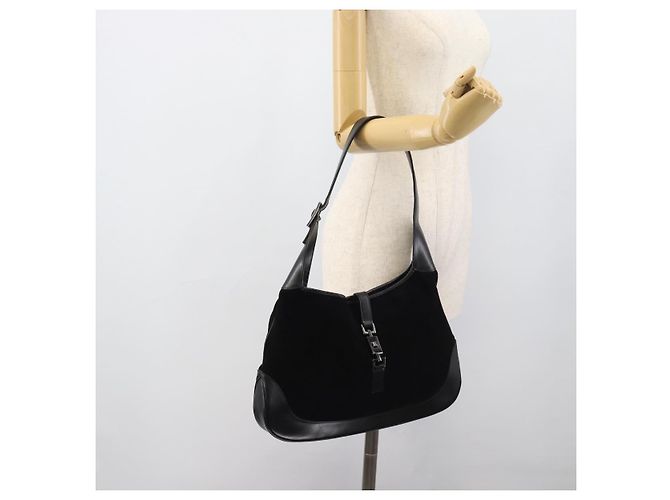 GUCCI Jackie Hand Bag Suede Black Silver 001 3346 - vista 22