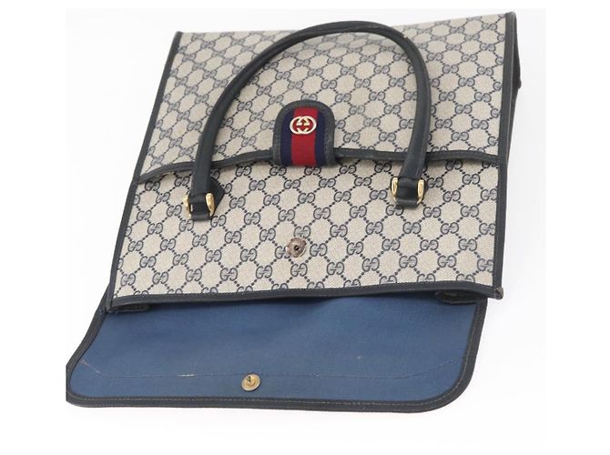 GUCCI GG Supreme Tote Bag PVC Navy Gold - vista 10