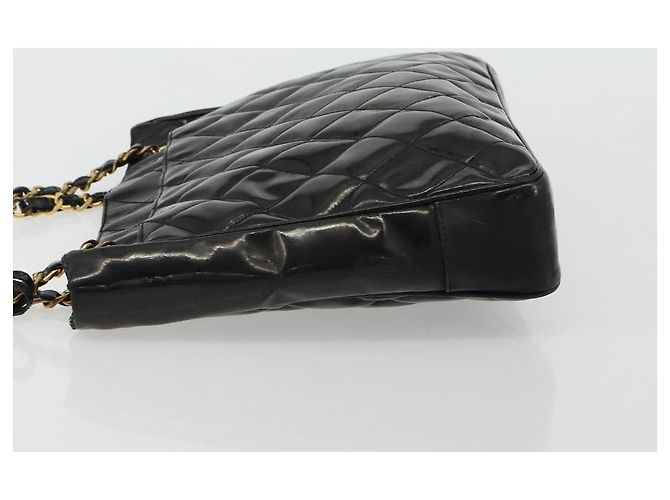 CHANEL Matelasse Chain Tote Bag Patent Leather Black Gold CC - vista 4