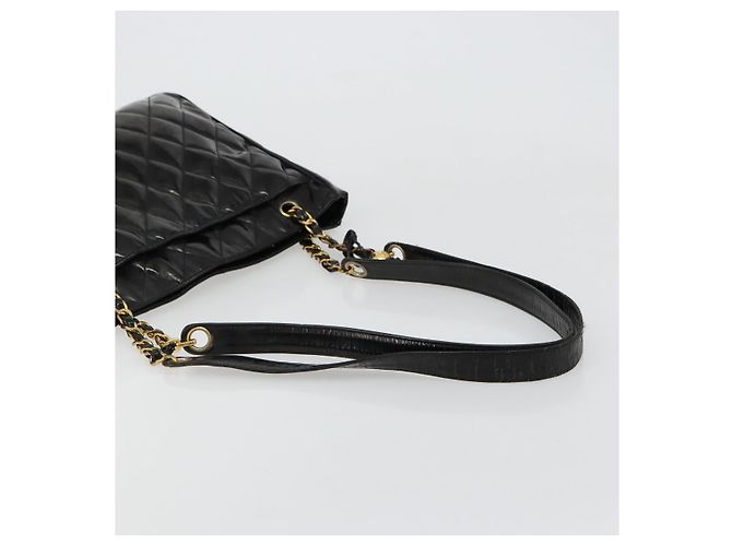 CHANEL Matelasse Chain Tote Bag Patent Leather Black Gold CC - vista 7