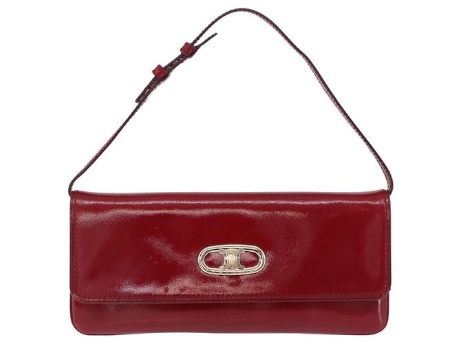 Céline CELINE Triomphe Shoulder Bag Leather Red Gold Tone - vista 2