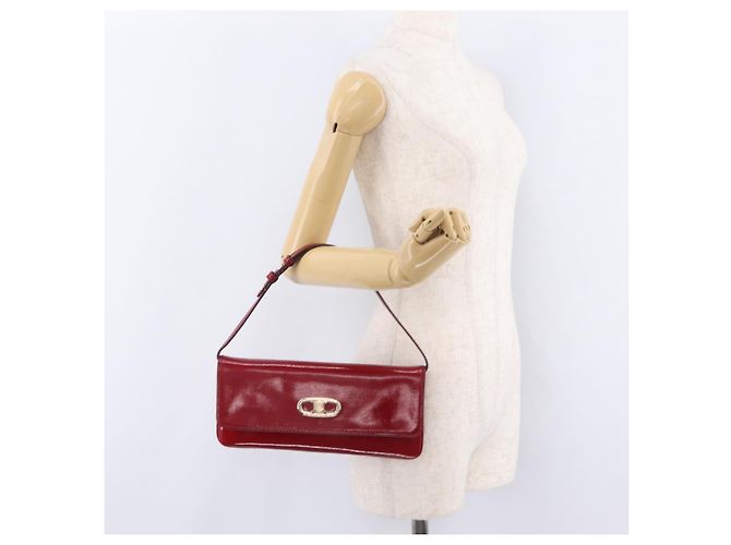 Céline CELINE Triomphe Shoulder Bag Leather Red Gold Tone - vista 29