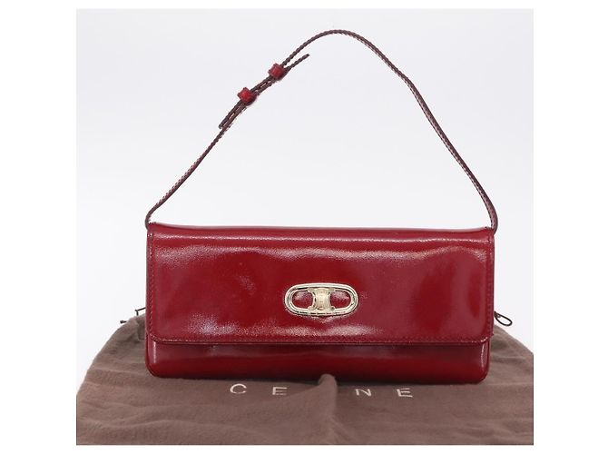 Céline CELINE Triomphe Shoulder Bag Leather Red Gold Tone - vista 30