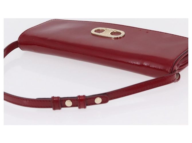 Céline CELINE Triomphe Shoulder Bag Leather Red Gold Tone - vista 8