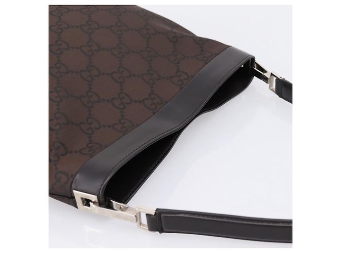 GUCCI GG Canvas Shoulder Bag outlet Dark Brown Silver 143745 - vista 6