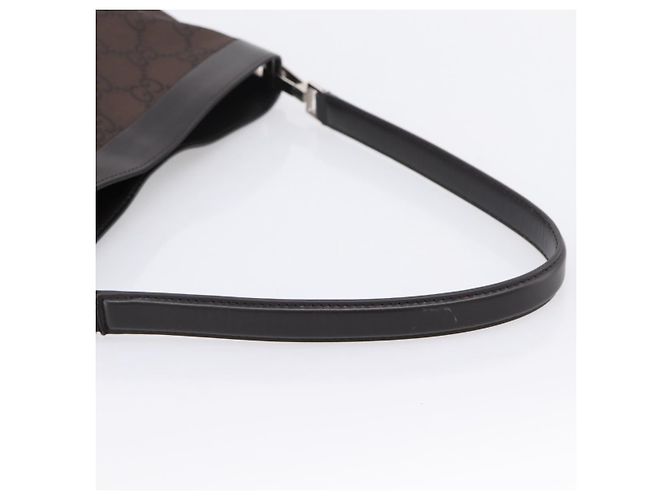 GUCCI GG Canvas Shoulder Bag outlet Dark Brown Silver 143745 - vista 7