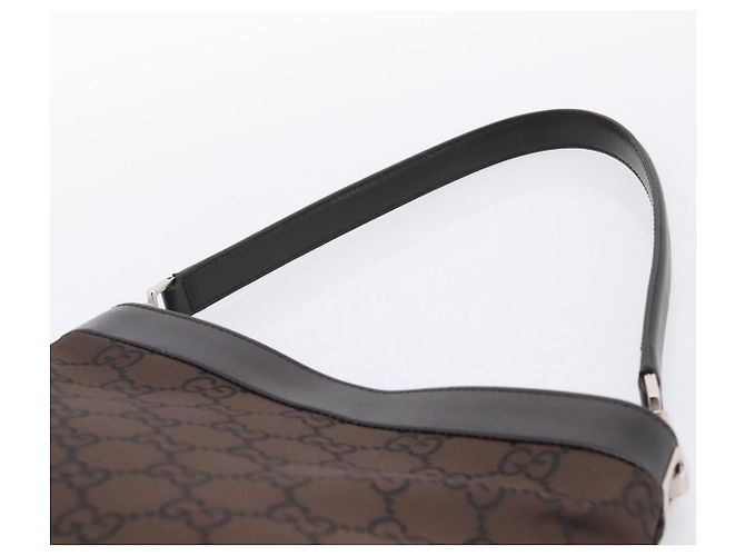 GUCCI GG Canvas Shoulder Bag outlet Dark Brown Silver 143745 - vista 8