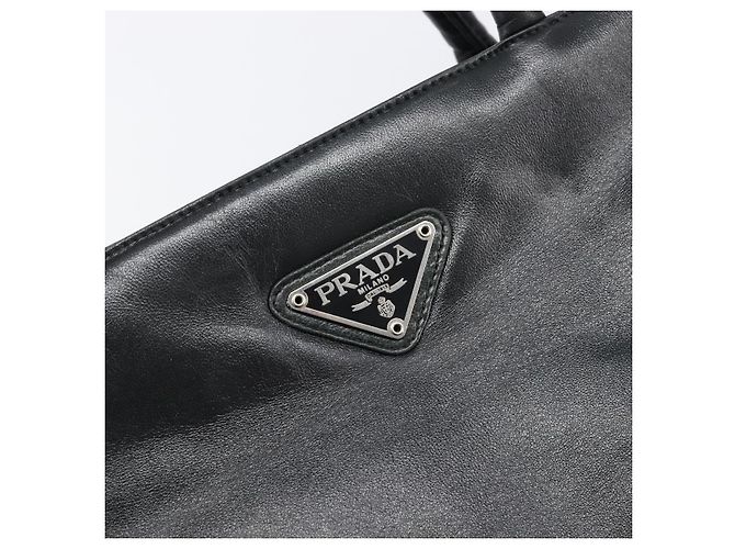 PRADA Hand Bag Leather Black Silver - vista 15