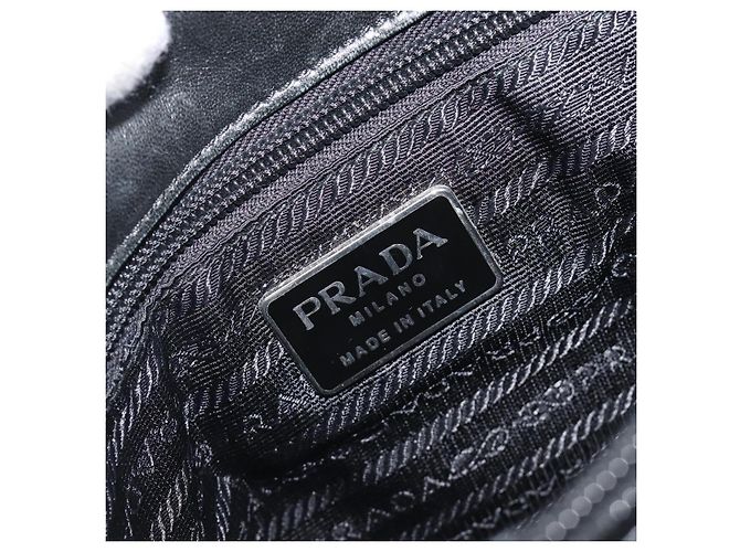 PRADA Hand Bag Leather Black Silver - vista 16
