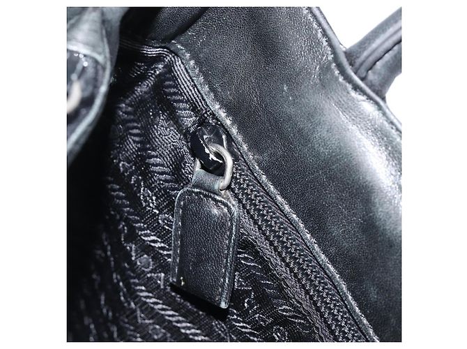 PRADA Hand Bag Leather Black Silver - vista 20