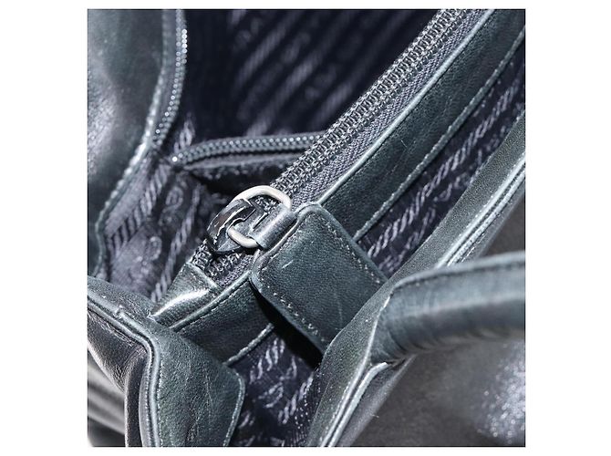 PRADA Hand Bag Leather Black Silver - vista 22