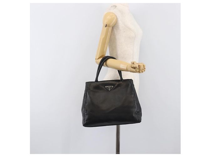 PRADA Hand Bag Leather Black Silver - vista 27