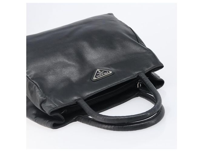 PRADA Hand Bag Leather Black Silver - vista 7
