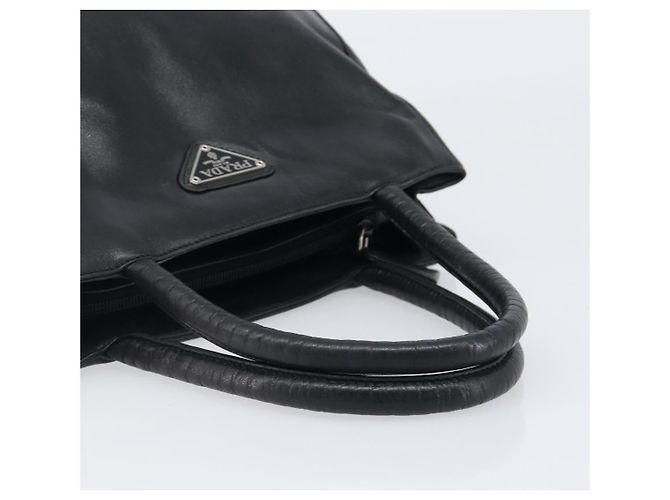 PRADA Hand Bag Leather Black Silver - vista 8