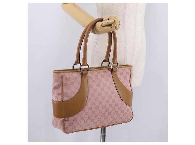 GUCCI GG Canvas Hand Bag Pink Silver 113011 - vista 23