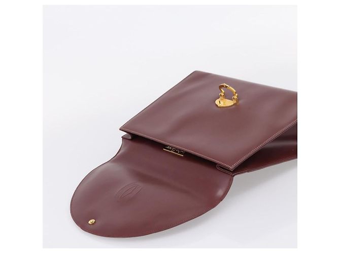 Cartier Must Line Hand Bag Leather Bordeaux Gold - vista 15