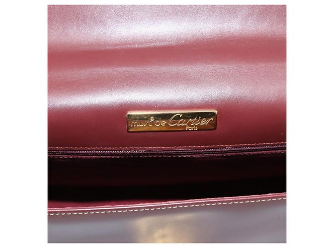 Cartier Must Line Hand Bag Leather Bordeaux Gold - vista 16