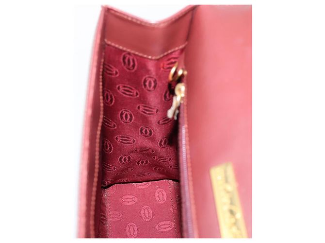 Cartier Must Line Hand Bag Leather Bordeaux Gold - vista 18