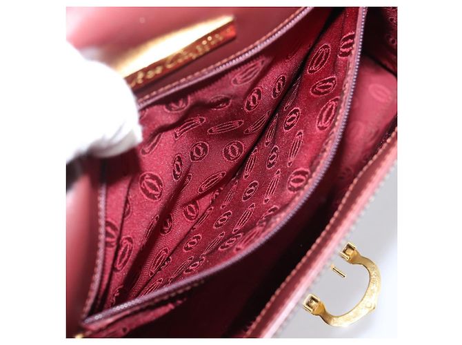 Cartier Must Line Hand Bag Leather Bordeaux Gold - vista 21