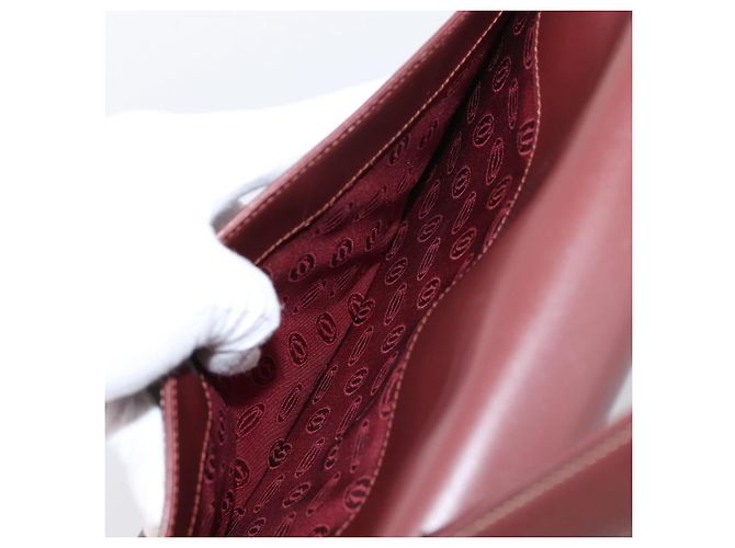 Cartier Must Line Hand Bag Leather Bordeaux Gold - vista 22