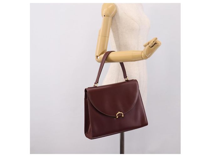Cartier Must Line Hand Bag Leather Bordeaux Gold - vista 23