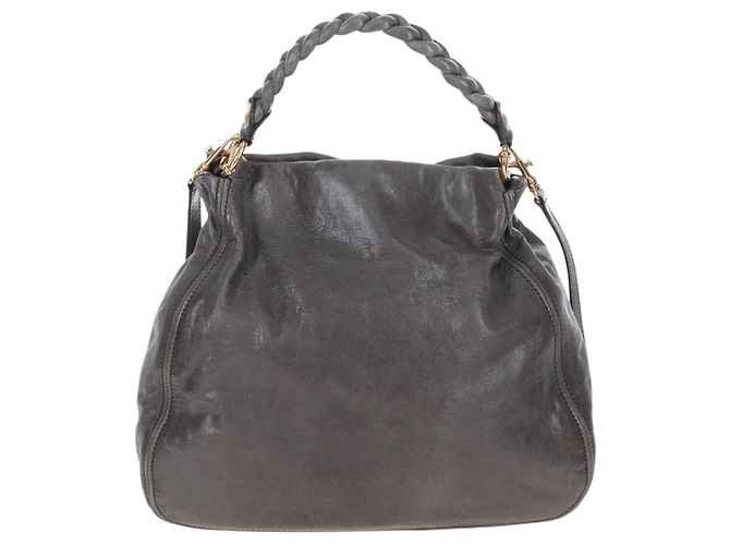 Miu Miu Hand Bag Leather 2way Gray Gold - vista 13