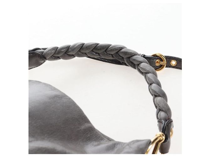 Miu Miu Hand Bag Leather 2way Gray Gold - vista 14