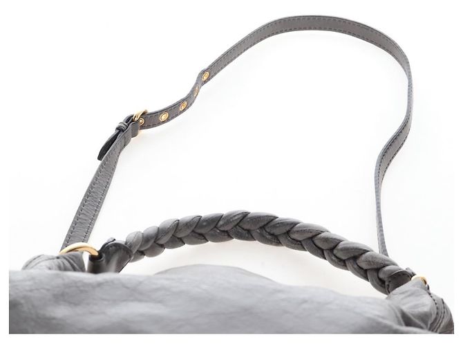 Miu Miu Hand Bag Leather 2way Gray Gold - vista 17