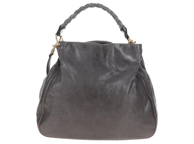 Miu Miu Hand Bag Leather 2way Gray Gold - vista 2