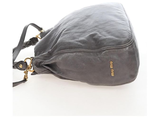 Miu Miu Hand Bag Leather 2way Gray Gold - vista 3